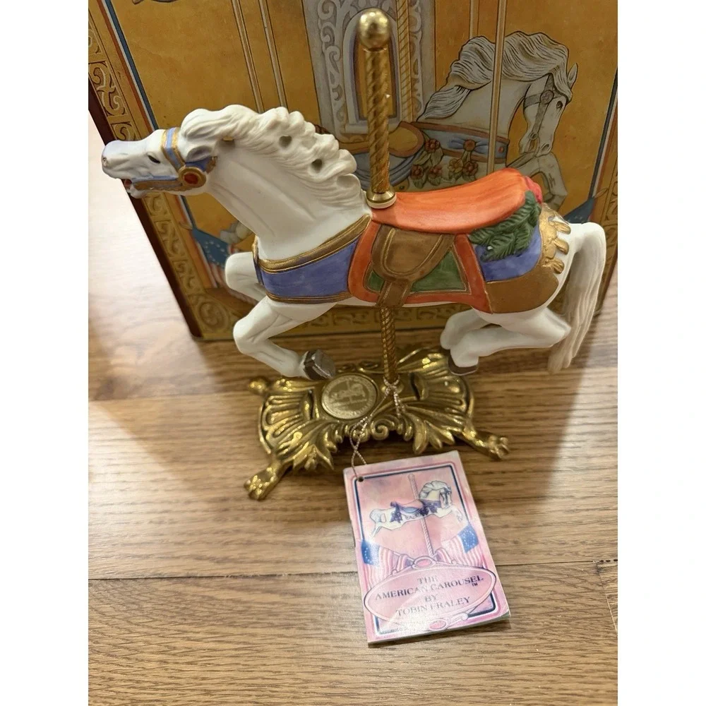 American Carousel Horse Looff galloper Signed By Tobin Fraley 3155/17500 COA Box